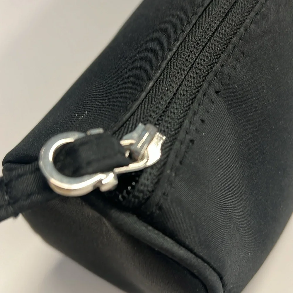 Salvatore Ferragamo Black Nylon Zip Make Up Bag Pouch